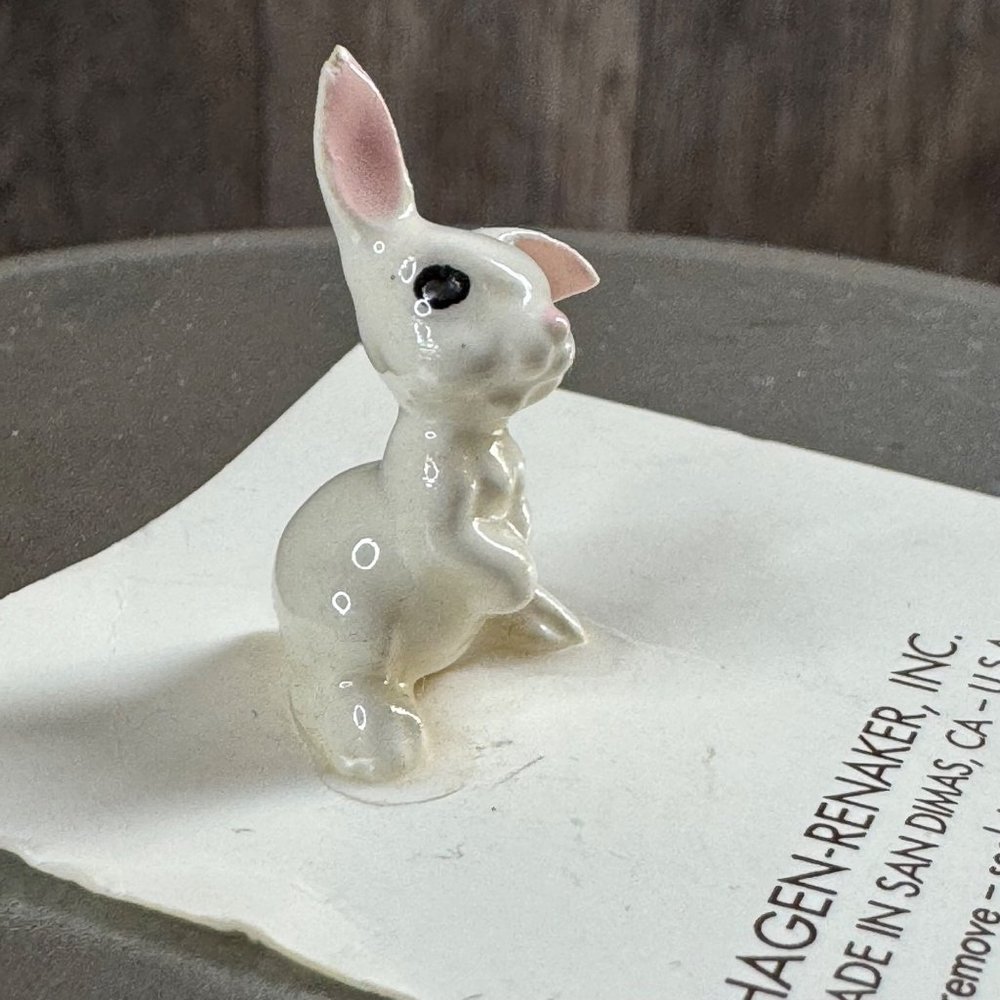 New Vintage Hagen Renaker Miniature Rabbit Bunny Figurine 1989 USA 1 1/8 inches - Picture 7 of 9
